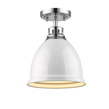 Golden 3602-FM CH-WH - Wry Lighting Duncan 1-light Flush Mount in Chrome and White shade